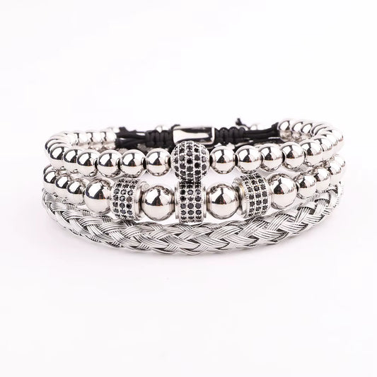 Charm Set (3) Stainless Steel CZ
