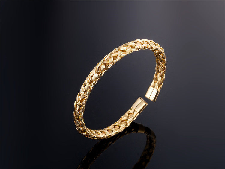 Stainless Steel Wire Braided Bangle Bracelet