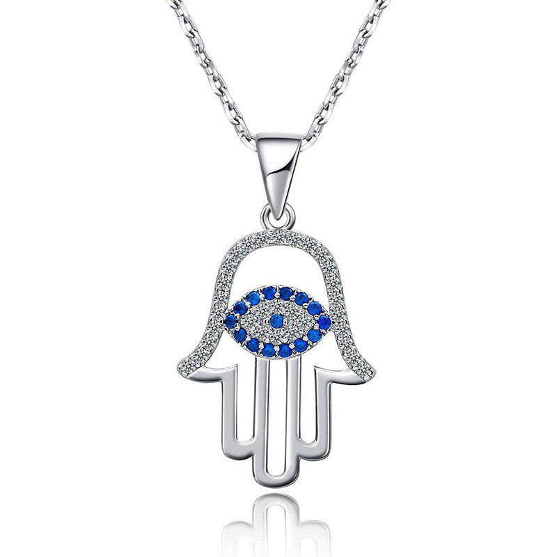 Divine Guardian Hamsa Necklace Silver