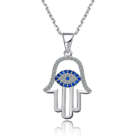 Divine Guardian Hamsa Necklace Silver