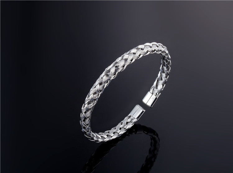 Stainless Steel Wire Braided Bangle Bracelet