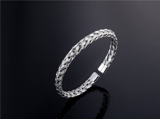 Stainless Steel Wire Braided Bangle Bracelet