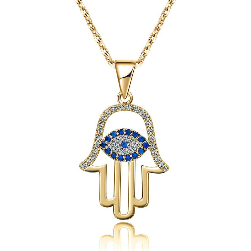 Divine Guardian Hamsa Necklace Gold